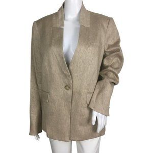Veronica Beard Women's Upcollar Schoolboy Lightweight Dickey Jacket Beige Sz 12